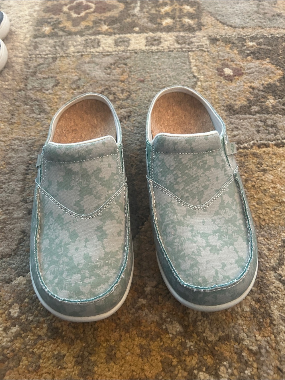Women’s Floral Slip-On Mules in Light Teal